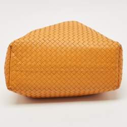 Pre Owned Bottega Veneta Orange Intrecciato Leather Bella Tote