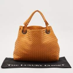 Pre Owned Bottega Veneta Orange Intrecciato Leather Bella Tote