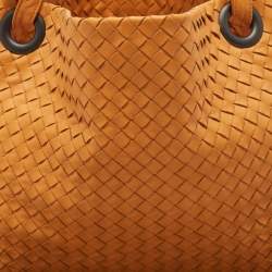 Pre Owned Bottega Veneta Orange Intrecciato Leather Bella Tote
