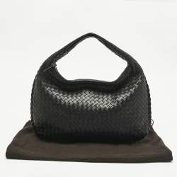 Pre Owned Bottega Veneta Black Intrecciato Leather Medium Veneta Hobo