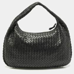 Pre Owned Bottega Veneta Black Intrecciato Leather Medium Veneta Hobo