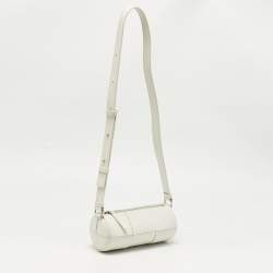Pre Owned Bottega Veneta White Maxi Intreccio Leather Small Canette Crossbody Bag