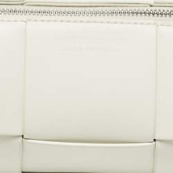 Pre Owned Bottega Veneta White Maxi Intreccio Leather Small Canette Crossbody Bag