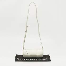 Pre Owned Bottega Veneta White Maxi Intreccio Leather Small Canette Crossbody Bag