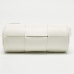 Pre Owned Bottega Veneta White Maxi Intreccio Leather Small Canette Crossbody Bag