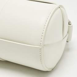 Pre Owned Bottega Veneta White Maxi Intreccio Leather Small Canette Crossbody Bag