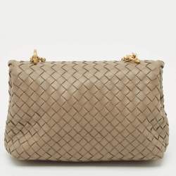 Pre Owned Bottega Veneta Grey Intrecciato Leather Baby Olimpia Shoulder Bag