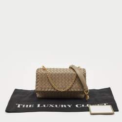 Pre Owned Bottega Veneta Grey Intrecciato Leather Baby Olimpia Shoulder Bag