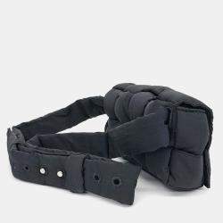 Pre Owned Bottega Veneta Black Fabric Padded Tech Cassette Mini Bag 