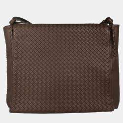 Pre Owned Bottega Veneta Brown Intrecciato Crossbody Shoulder Bag
