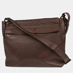 Pre Owned Bottega Veneta Brown Intrecciato Crossbody Shoulder Bag
