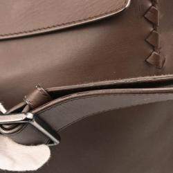 Pre Owned Bottega Veneta Brown Intrecciato Crossbody Shoulder Bag