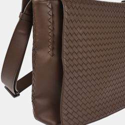 Pre Owned Bottega Veneta Brown Intrecciato Crossbody Shoulder Bag