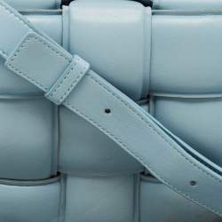 Pre Owned Bottega Veneta Light Blue Leather Cassette Padded Shoulder Bag