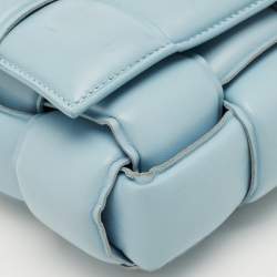 Pre Owned Bottega Veneta Light Blue Leather Cassette Padded Shoulder Bag