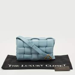 Pre Owned Bottega Veneta Light Blue Leather Cassette Padded Shoulder Bag