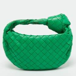 Pre Owned Bottega Veneta Green Intrecciato Leather Mini Jodie Hobo