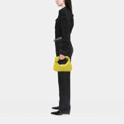 Pre Owned Bottega Veneta Yellow Mini Nappa Intrecciato Jodie