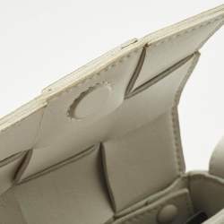 Pre Owned Bottega Veneta White Intrecciato Leather Mini Cassette Crossbody Bag