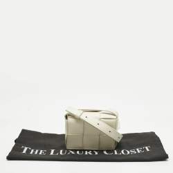 Pre Owned Bottega Veneta White Intrecciato Leather Mini Cassette Crossbody Bag