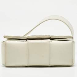 Pre Owned Bottega Veneta White Intrecciato Leather Mini Cassette Crossbody Bag
