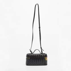 Pre Owned Bottega Veneta Dark Brown Intrecciato Leather Bang Bang Vanity Bag