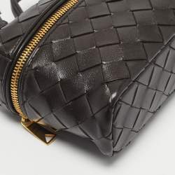 Pre Owned Bottega Veneta Dark Brown Intrecciato Leather Bang Bang Vanity Bag