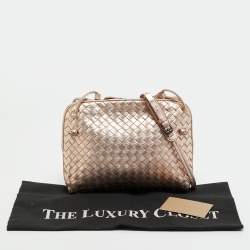 Pre Owned Bottega Veneta Rose Gold Intrecciato Leather Nodini Crossbody Bag