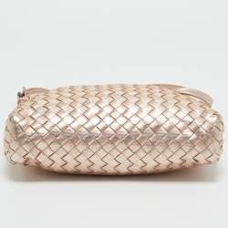 Pre Owned Bottega Veneta Rose Gold Intrecciato Leather Nodini Crossbody Bag