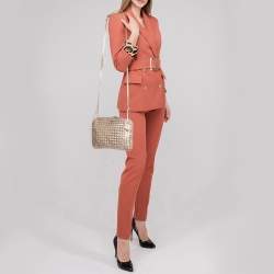 Pre Owned Bottega Veneta Rose Gold Intrecciato Leather Nodini Crossbody Bag