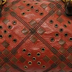 مملوكة مسبقًا Bottega Veneta Brown Leather Grommet Frame Boston Bag