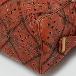 مملوكة مسبقًا Bottega Veneta Brown Leather Grommet Frame Boston Bag