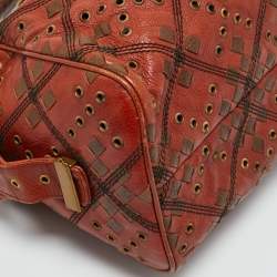 مملوكة مسبقًا Bottega Veneta Brown Leather Grommet Frame Boston Bag