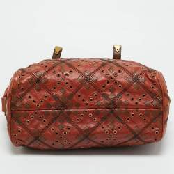 مملوكة مسبقًا Bottega Veneta Brown Leather Grommet Frame Boston Bag