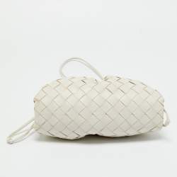 Pre Owned Bottega Veneta White Intrecciato Leather Mini The Pouch Clutch