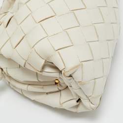 Pre Owned Bottega Veneta White Intrecciato Leather Mini The Pouch Clutch