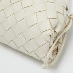 Pre Owned Bottega Veneta White Intrecciato Leather Mini The Pouch Clutch