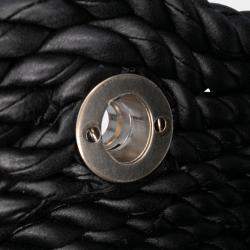 Pre Owned Bottega Veneta Black Lambskin Torchon Classic Tasseled Twisted Crossbody