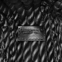 Pre Owned Bottega Veneta Black Lambskin Torchon Classic Tasseled Twisted Crossbody