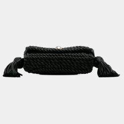 Pre Owned Bottega Veneta Black Lambskin Torchon Classic Tasseled Twisted Crossbody