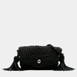 Pre Owned Bottega Veneta Black Lambskin Torchon Classic Tasseled Twisted Crossbody