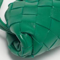 Pre Owned Bottega Veneta Green Intrecciato Leather Extra Mini Pouch Bag