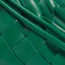 Pre Owned Bottega Veneta Green Intrecciato Leather Extra Mini Pouch Bag
