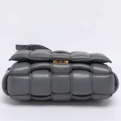 Pre Owned Bottega Veneta Grey Padded Leather Cassette Shoulder Bag