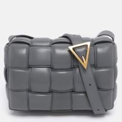 Pre Owned Bottega Veneta Grey Padded Leather Cassette Shoulder Bag