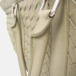 Pre Owned Bottega Veneta Intrecciato Large Light Green Leather Tote Bag