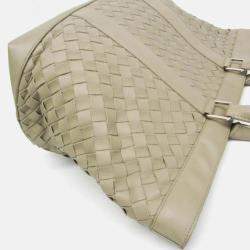 Pre Owned Bottega Veneta Intrecciato Large Light Green Leather Tote Bag