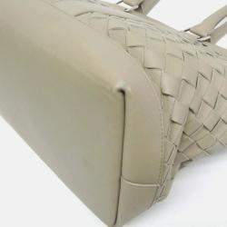 Pre Owned Bottega Veneta Intrecciato Large Light Green Leather Tote Bag