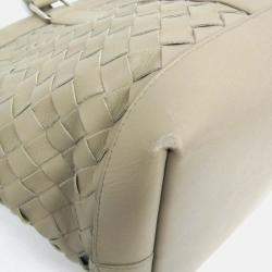 Pre Owned Bottega Veneta Intrecciato Large Light Green Leather Tote Bag