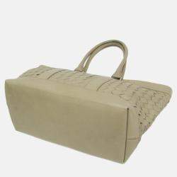Pre Owned Bottega Veneta Intrecciato Large Light Green Leather Tote Bag